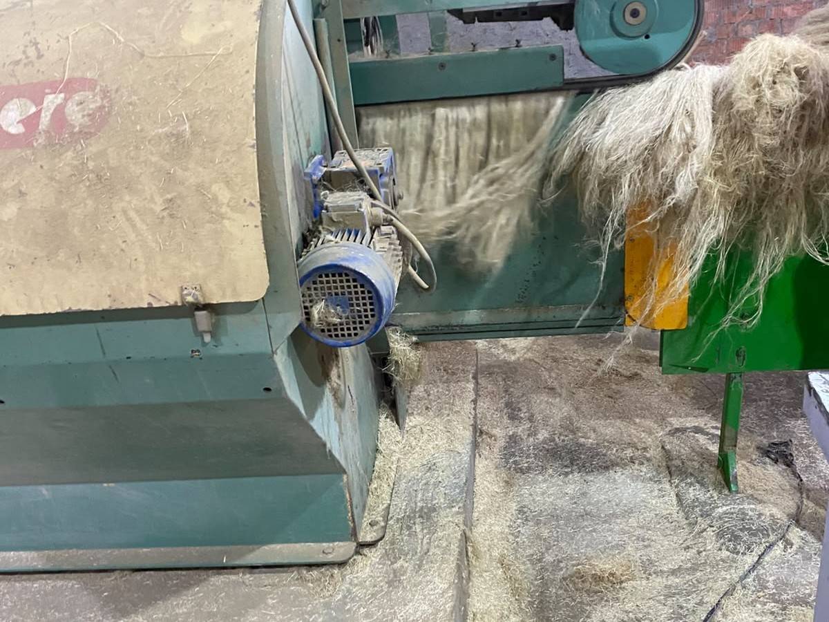 Fibre leaving a processing machine at the partner factory